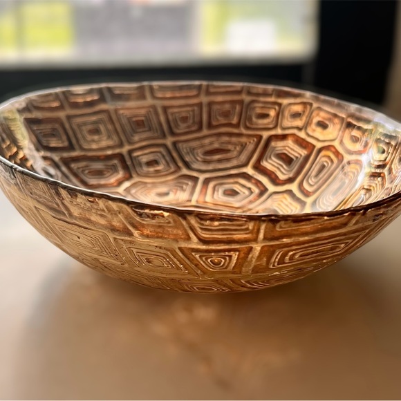 Akam Faux Tortoise Shell Glass Bowl Gold & Brown from Turkey - Picture 1 of 8